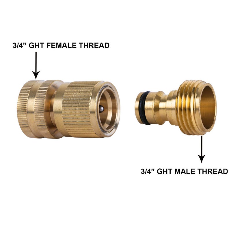 HQMPC Garden Hose Quick Connect Solid Brass Quick Connector Garden Hose Fitting Water Hose Connectors 3/4 inch GHT (4Sets) - Image 4